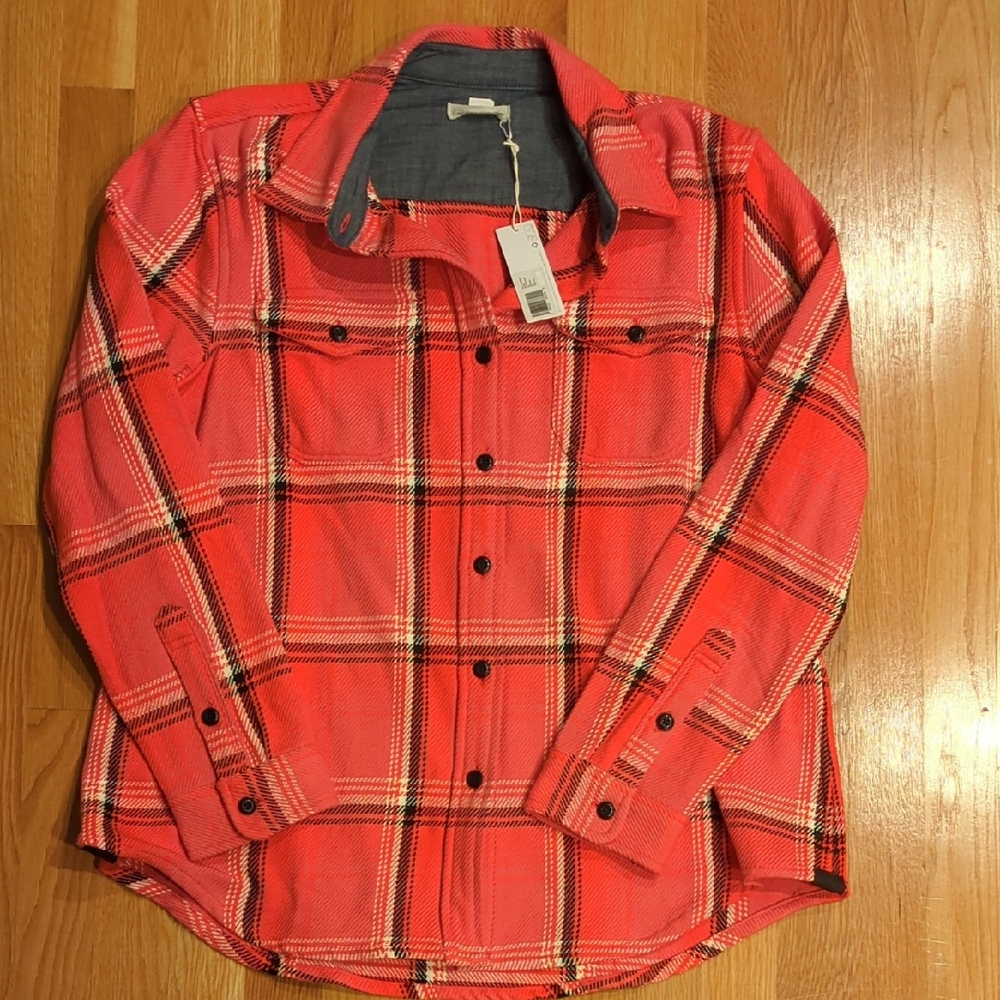Outerknown Blanket Shirt Women's M/L Pink Cabin Coastal Cottage Casual Granola - Picture 2 of 7